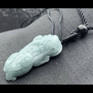 Certificate Jadeite Jade Hand Carved feng shui Dragon Pi Xiu Pendant